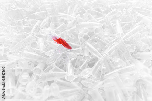 Wallpaper Mural Empty 1.5 ml microcentrifuge tubes with one red sample Torontodigital.ca