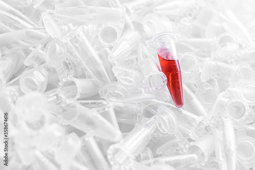 Wallpaper Mural Empty 1.5 ml microcentrifuge tubes with one red sample Torontodigital.ca