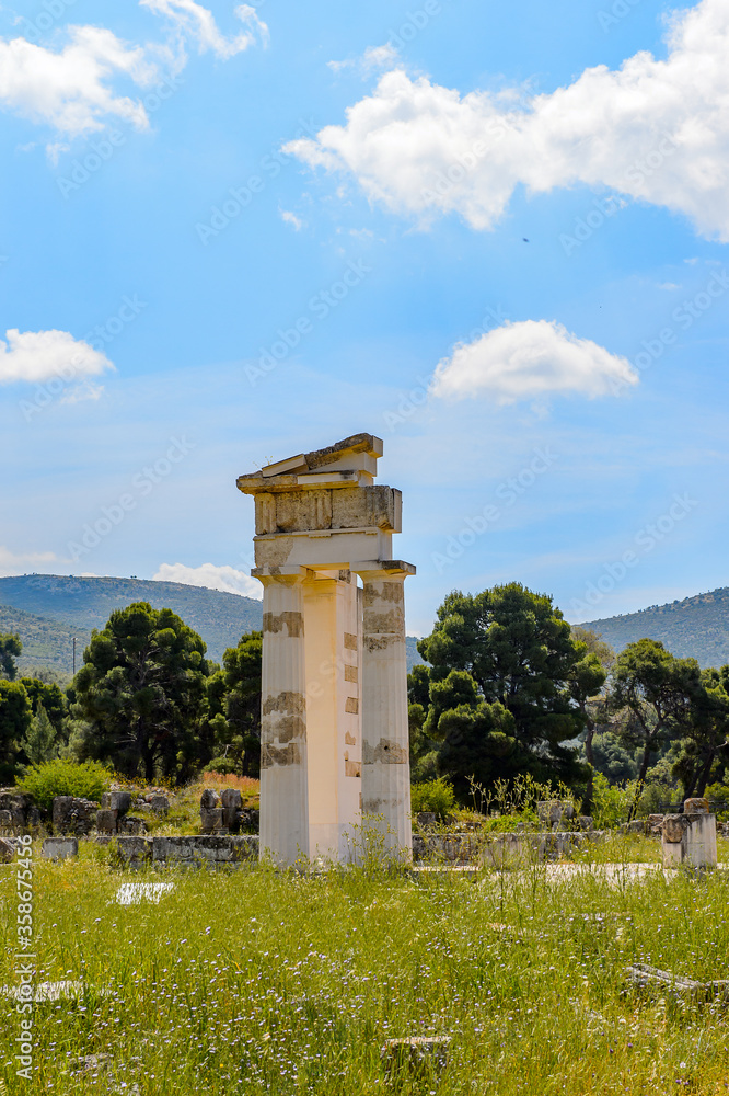 It's Ruins of Epidaurus, Peloponnese, Greece. UNESCO World Heritage