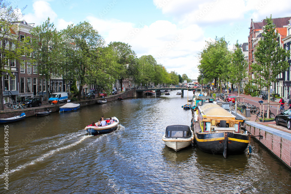Naklejka premium boats in amsterdam