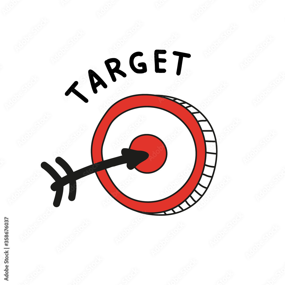 The arrow hit the red target. The arrow hit the red target.