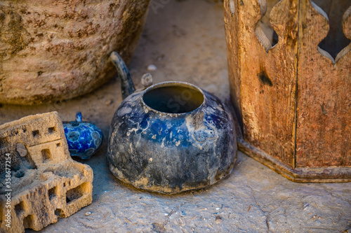 It's Old pieces of dishes in Al Qasr, old village in Dakhla Desert, Egypt © Anton Ivanov Photo