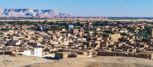 It's Panoramic view of Al Qasr, old village in Dakhla Desert, Egypt