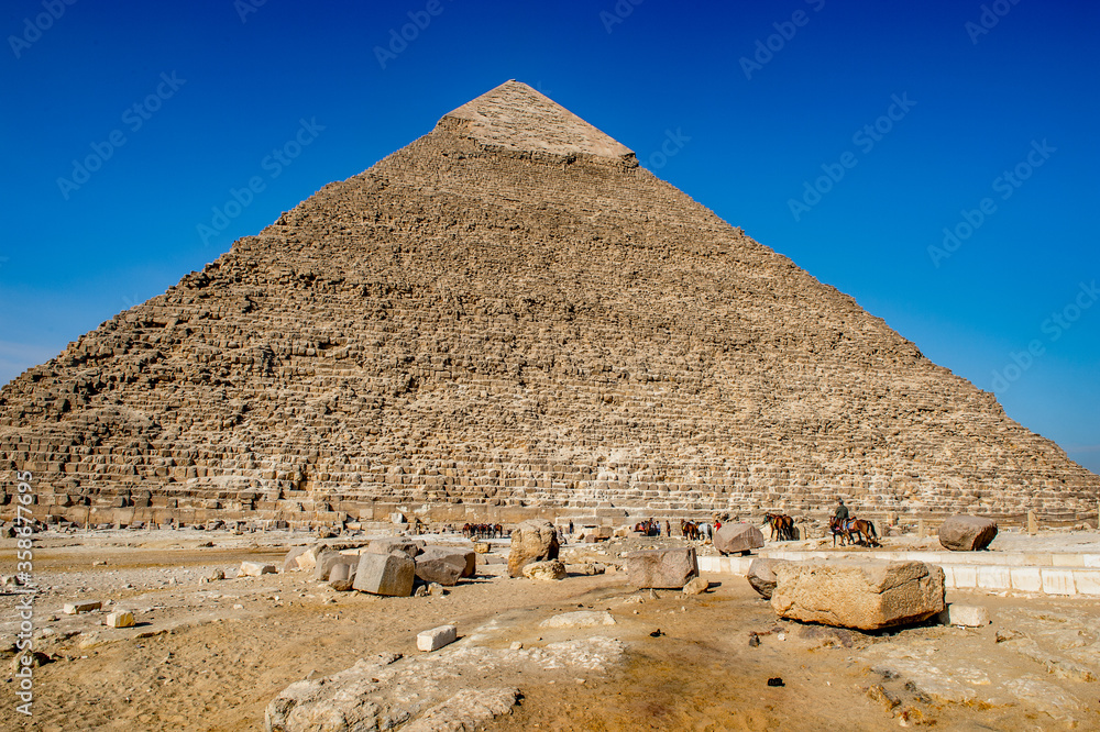 It's Pyramid of Khafre (Pyramid of Chephren), one of the Ancient Egyptian Pyramids of Giza and the tomb of the Fourth-Dynasty pharaoh Khafre It's Pyramid of Khafre (Pyramid of Chephren), one of the Ancient Egyptian Pyramids of Giza and the tomb of the Fourth-Dynasty pharaoh Khafre