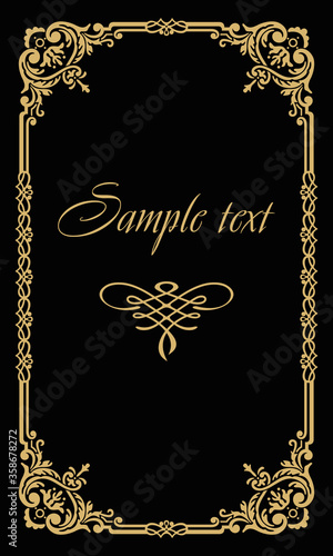 ornate floral ornament pattern golden geometric frame
