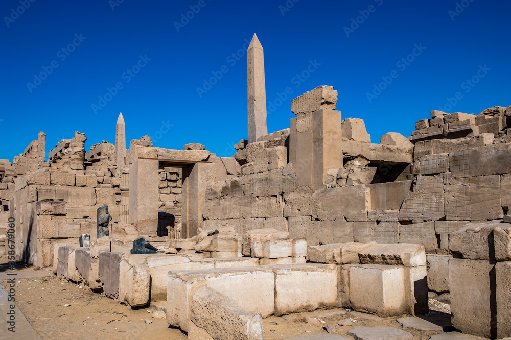 It's Obelisk and ruins of the Karnak temple, Luxor, Egypt (Ancient Thebes with its Necropolis).