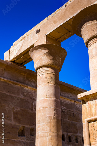 It's Columns of the Temple of Hibis, the largest and most well preserved temple in the Kharga Oasis, Egypt