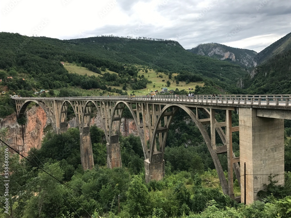 Djurdzhevich bridge over the river  Tara in the mountains Montenegro