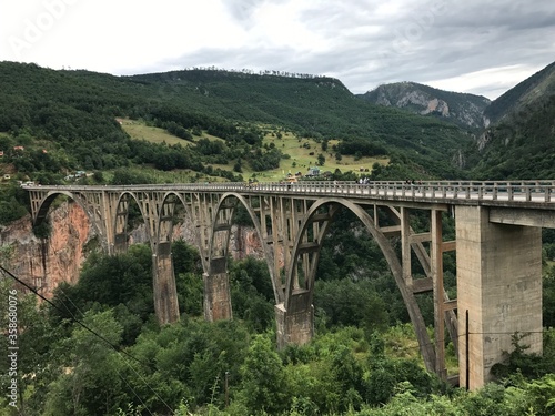 Djurdzhevich bridge over the river Tara in the mountains Montenegro