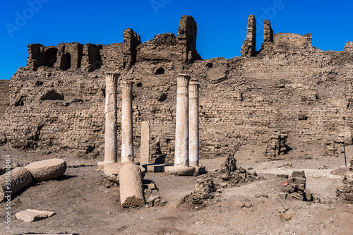 It's Nature and ruins around the Medinet Habu (Mortuary Temple of Ramesses III), West Bank of Luxor in Egypt. photo