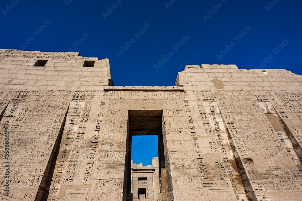 It's Gate of the Medinet Habu (Mortuary Temple of Ramesses III), West Bank of Luxor in Egypt.