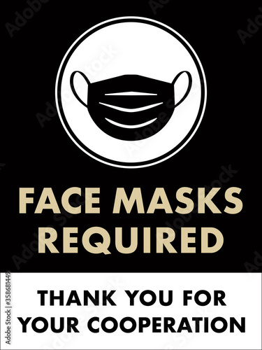 Face Masks Required Sign | Window Sign for Retail Business & Restaurants | Vertical Poster Template