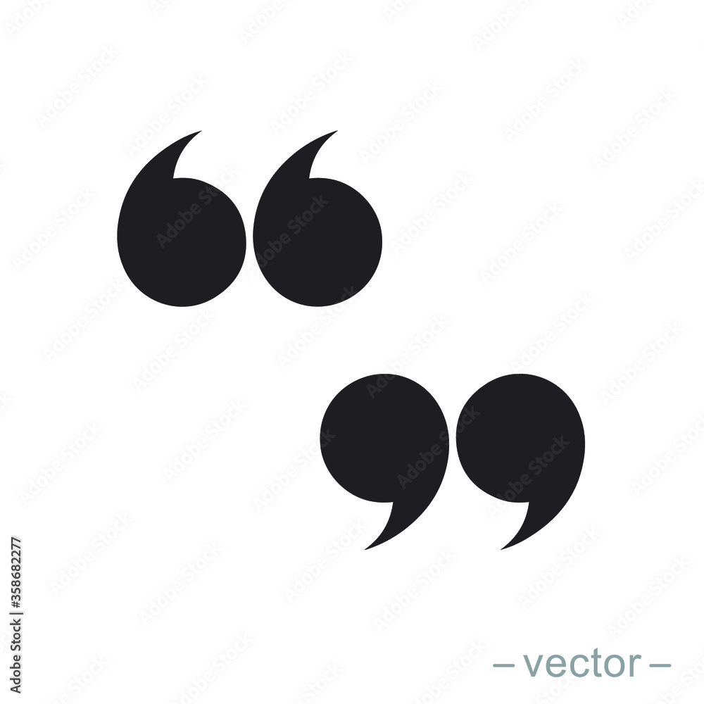 Set of quote mark, quotes icon vector sign design Set of quote mark, quotes icon vector sign design