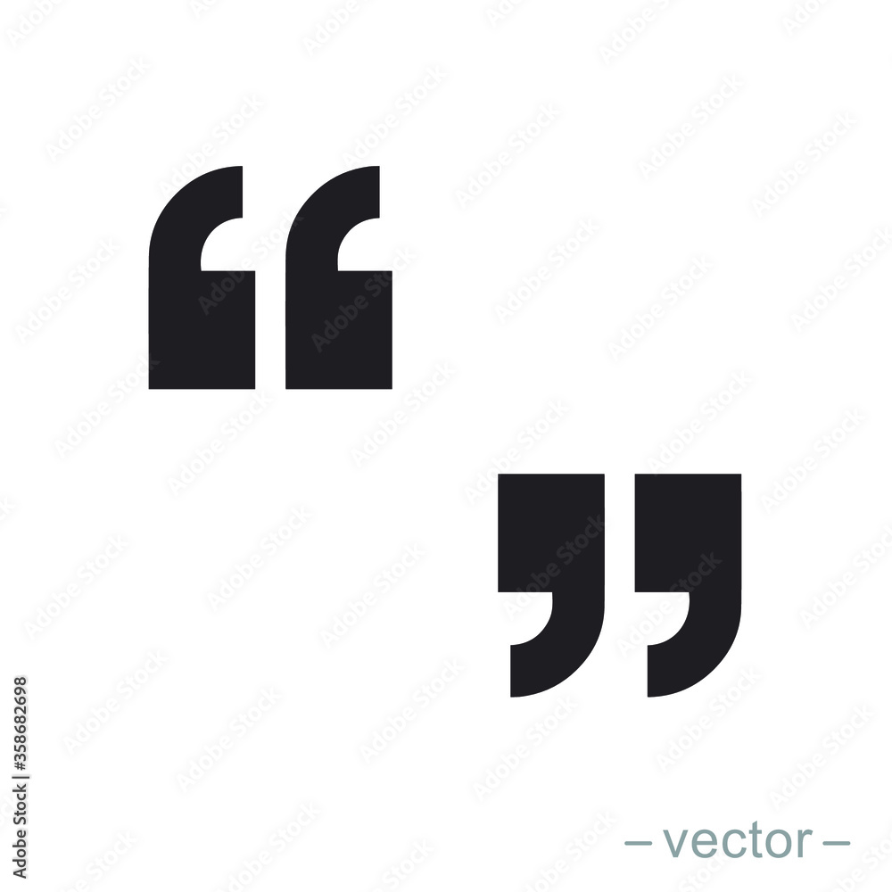 Set of quote mark, quotes icon vector sign design Set of quote mark, quotes icon vector sign design