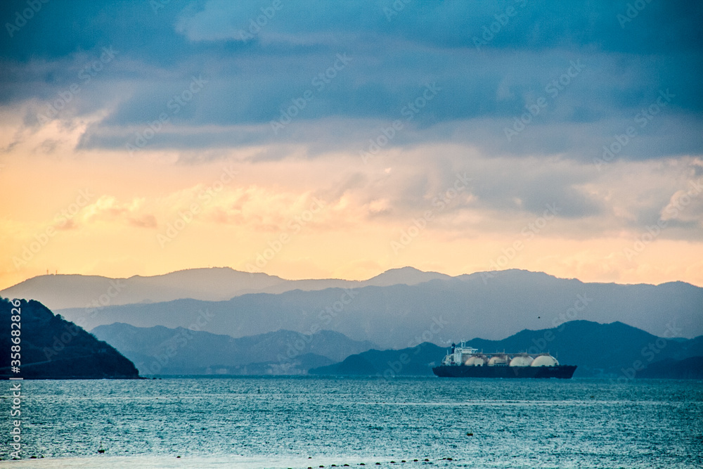 Beautiful sunrise of Seto Inland Sea in Shodoshima_05 Beautiful sunrise of Seto Inland Sea in Shodoshima_05