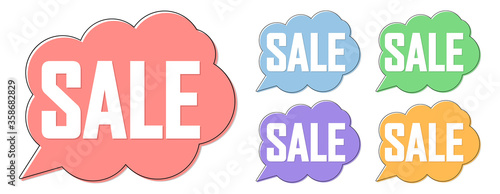 Set Sale speech bubble banners design template, discount tag, vector illustration