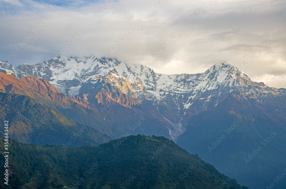 Peaks of mountains Nepal landscape Himalayas
