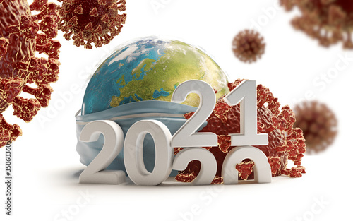year bold letters 2021 with...