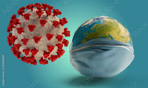 Coronavirus and globe with ...