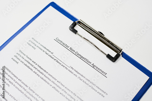 Filling and signing contractor non-competition agreement document