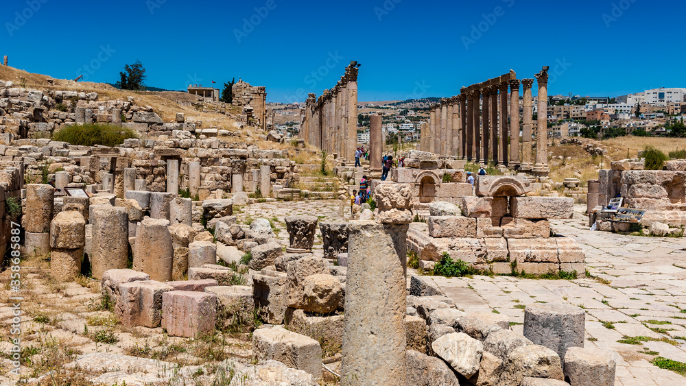 It's Columns in the Ancient Roman city of Gerasa, modern Jerash, Jordan