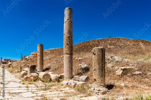 It's Columns of the cardo maximus, Ancient Roman city of Gerasa, modern Jerash, Jordan
