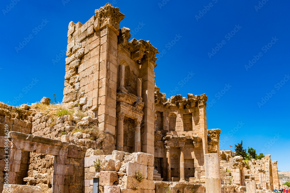 It's Tetrapylon, Ancient Roman city of Gerasa of Antiquity , modern Jerash, Jordan