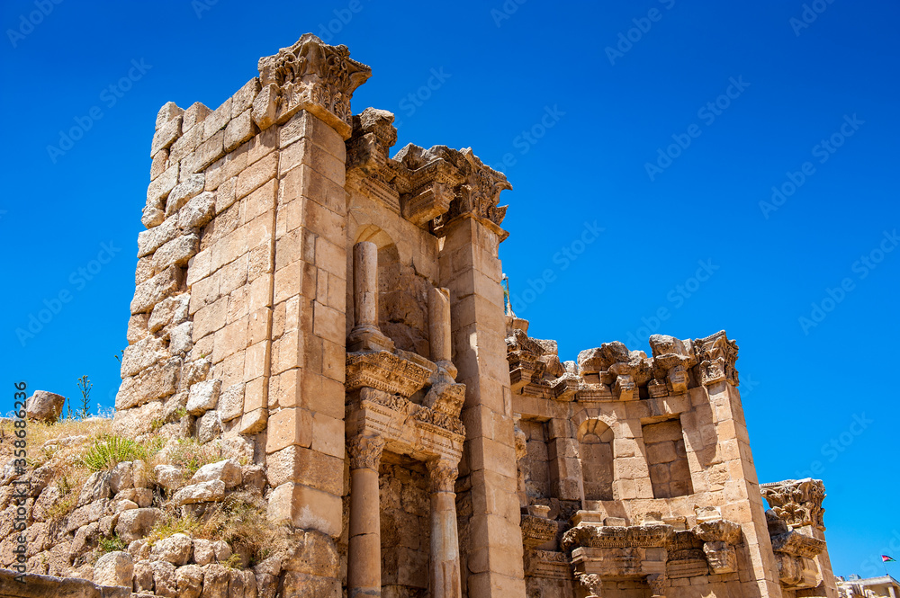 It's Tetrapylon, Ancient Roman city of Gerasa of Antiquity , modern Jerash, Jordan