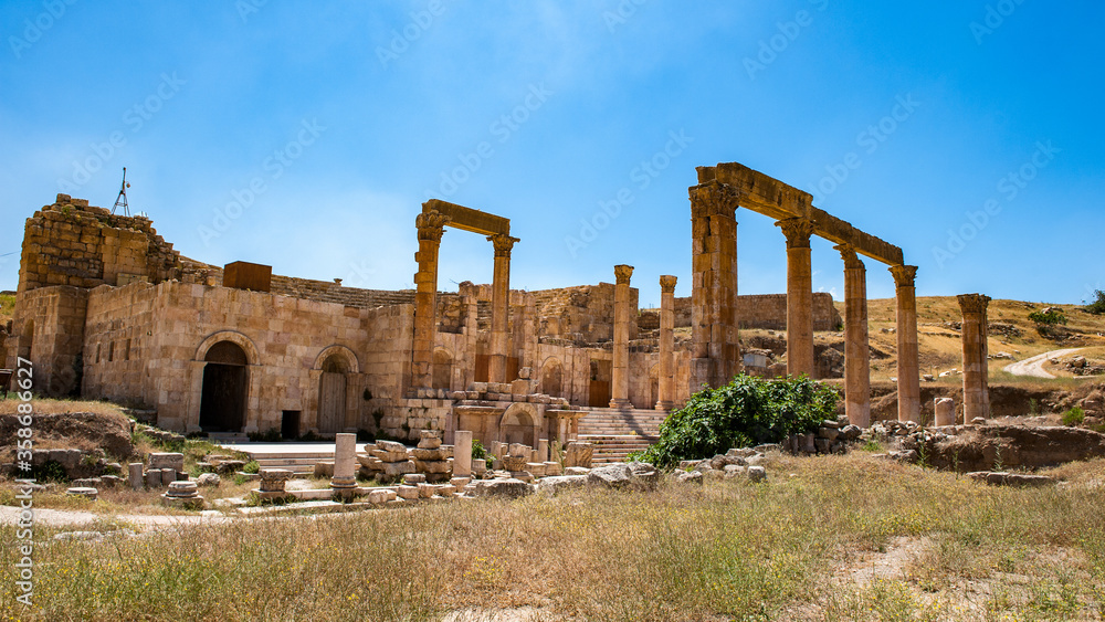 It's North Theater, Ancient Roman city of Gerasa of Antiquity , modern Jerash, Jordan
