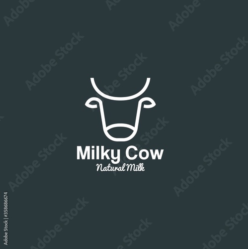 Cow simple line Logo Icon vector Template design element