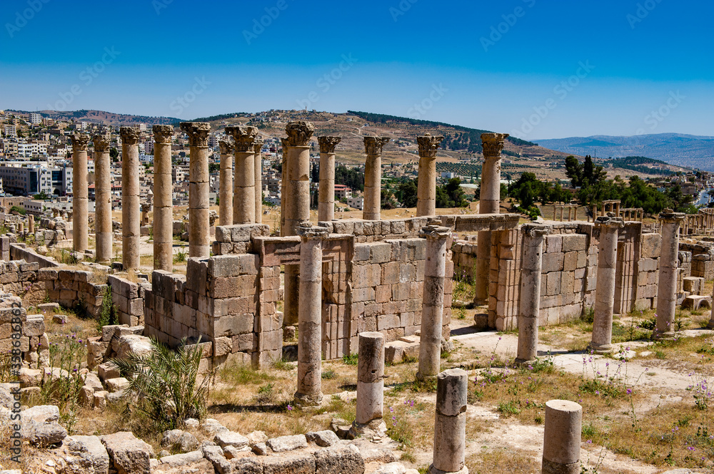 It's Columns of the Ancient Roman city of Gerasa of Antiquity , modern Jerash, Jordan
