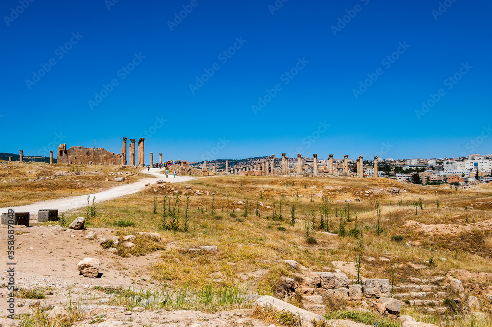 It's Colonnade of the Ancient Roman city of Gerasa of Antiquity , modern Jerash, Jordan