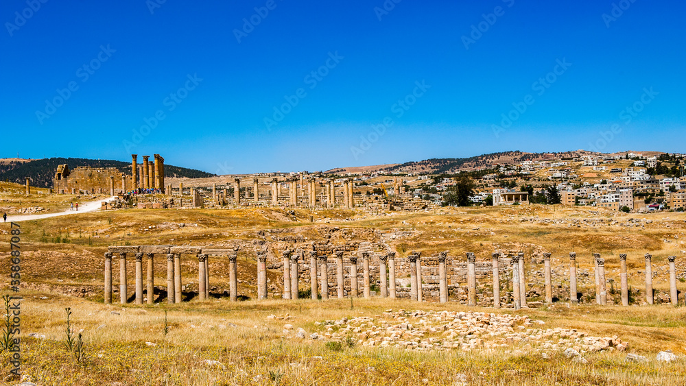 It's Colonnade of the Ancient Roman city of Gerasa of Antiquity , modern Jerash, Jordan