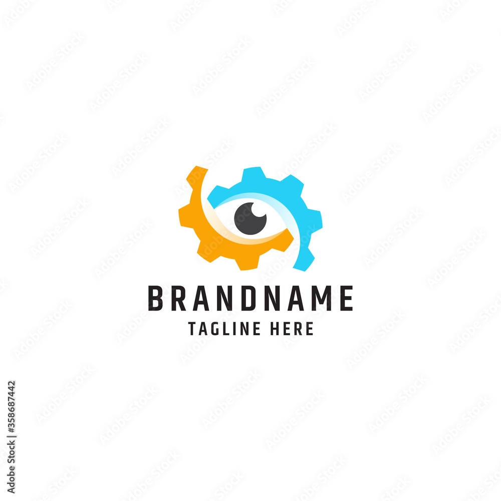 Eye gear logo icon design template vector Eye gear logo icon design template vector
