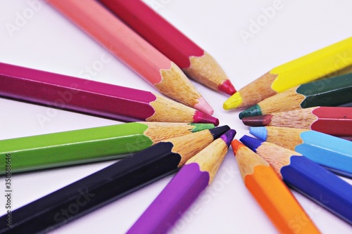 Stack of colorful pencils background.