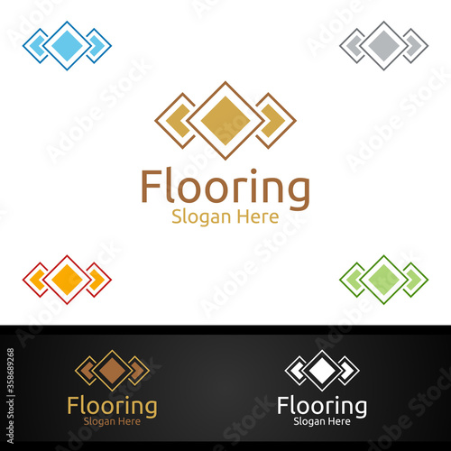 Flooring Logo for Parquet Wooden or vinyl hardwood granite tile vector Design