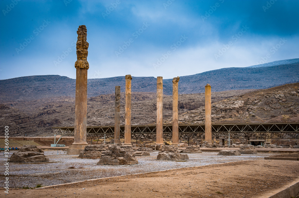 It's Colums of the Apadana of Darius in the ancient city of Persepolis