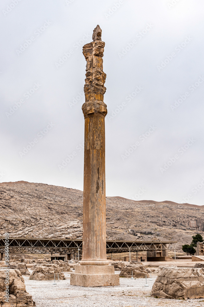 It's Colums of the Apadana of Darius in the ancient city of Persepolis, Iran. UNESCO World heritage site