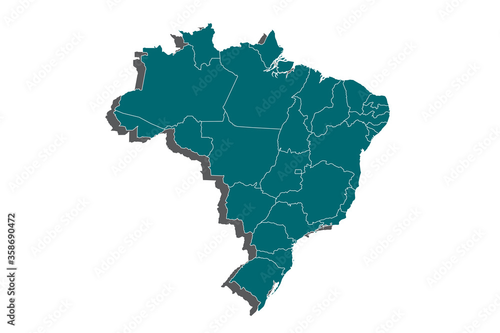 Blank Blue Brazil of map isolated on white background. Blank Blue Brazil of map isolated on white background.