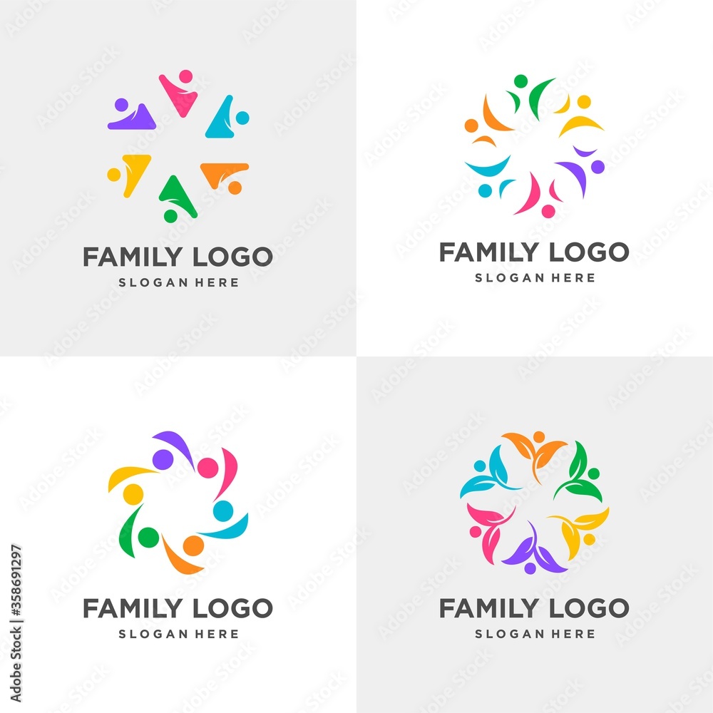 Family logo collection, community, social, business, finance, human Premium Vector