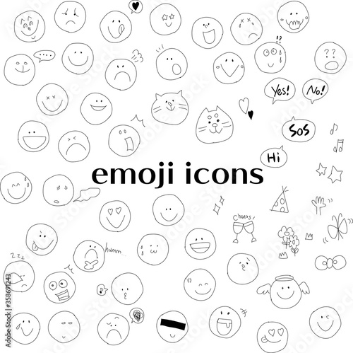 手描き　顔文字　アイコン