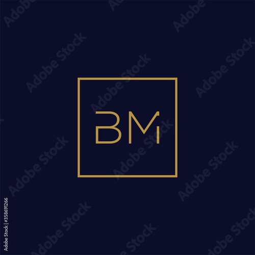 gold BM logo illustration, icon, company, inital, clean, line art, consulting