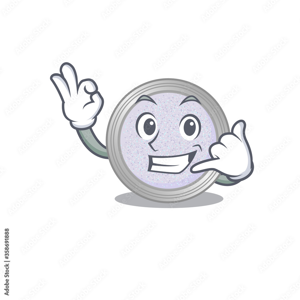 Caricature design of glitter eyeshadow showing call me funny gesture Caricature design of glitter eyeshadow showing call me funny gesture