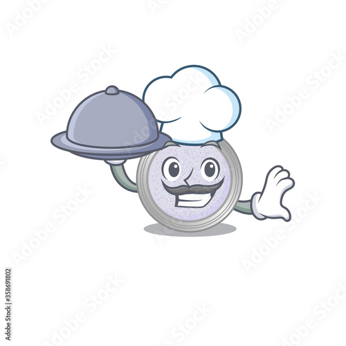 mascot design of glitter eyeshadow chef serving food on tray © kongvector