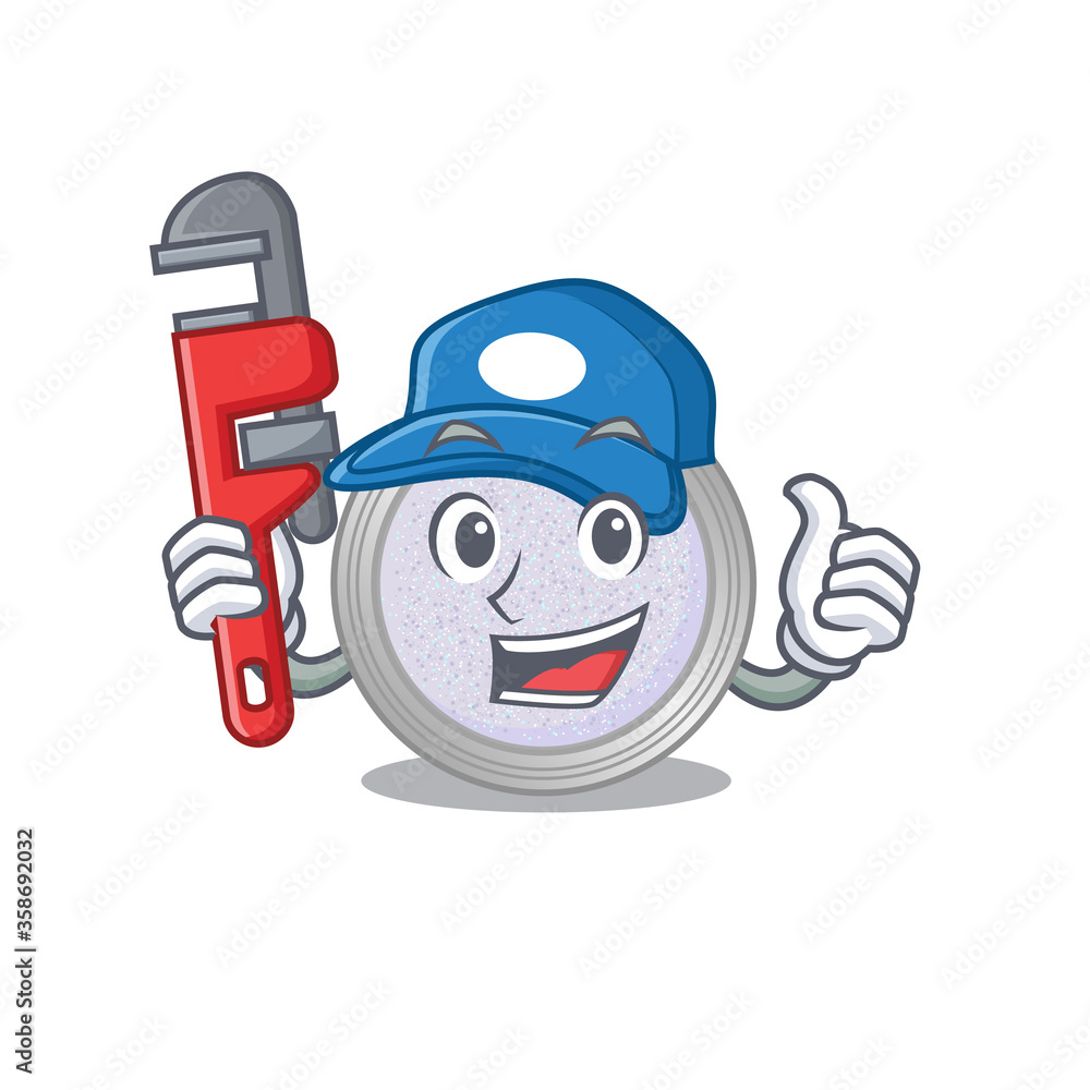 cartoon character design of glitter eyeshadow as a Plumber with tool
