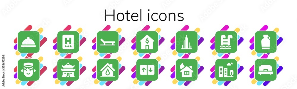 Modern Simple Set of hotel Vector filled Icons Modern Simple Set of hotel Vector filled Icons