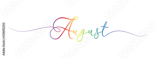 august letter calligraphy banner colorful gradient photo
