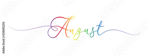 august letter calligraphy banner colorful gradient