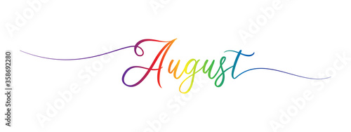august letter calligraphy banner colorful gradient photo