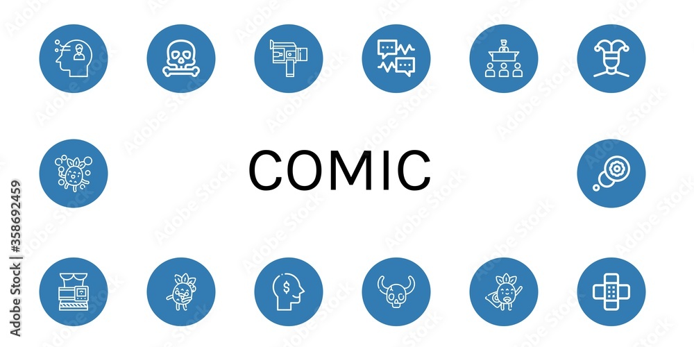 comic simple icons set comic simple icons set
